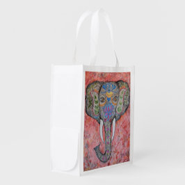 Sacola Ecológica Bolsa do Mercado de Arte por Aquarela com Elefante