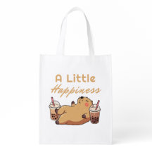 Capybara Bubble Tea Cute Tote Bag