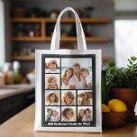 Sacola Ecológica Colagem ao Quadrado de Fotos Preto 9 - com branco<br><div class="desc">Você pode usar fotos quadradas ou selfie para este design. Use oito fotos quadradas para criar um presente exclusivo e pessoal. Ou você pode ficar com o filhote hipster e fazer uma moda. Se precisar ajustar as fotos,  clique na ferramenta personalizar para fazer alterações.</div>