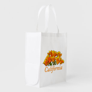 Sacola Ecológica Estilizado texto "California Poppy Art", "Californ