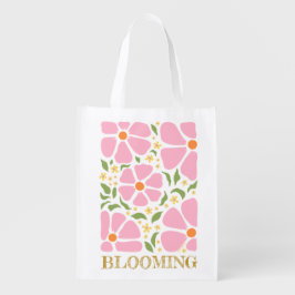 Sacola Ecológica Flores Rosa Reprodutivas de abstrato