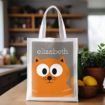Sacola Ecológica Gato de Gordura Laranja Cura com Taupe Personaliza<br><div class="desc">Um gatinho moderno e simples com cores modernas. Você pode adicionar um nome,  um monograma ou outro texto personalizado. Se você precisar mover a arte ao redor,  clique no botão personalizar para fazer alterações.</div>