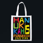 Sacola Ecológica Hanukkah É Funukkah Bag<br><div class="desc">Hanukkah É Funukkah, saco branco de dois lados. Todos os elementos design podem ser editados. Todo o texto editável pode ser excluído e substituído por sua própria mensagem. Use a cor, o tamanho e o estilo da sua fonte favorita. Feliz Hanukkah/Chanukah! Estilo: Bag Reutilizável Vá verde e salve o planeta...</div>