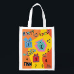 Sacola Ecológica Hanukkah Happy Dançando Sonhos Coloridos<br><div class="desc">Hanukkah Happy Dancing Colorful Dreidels, saco branco de dois lados. Todos os elementos design podem ser editados. Todo o texto editável pode ser excluído e substituído por sua própria mensagem. Use a cor, o tamanho e o estilo da sua fonte favorita. Feliz Hanukkah/Chanukah! Estilo: Bag Reutilizável Vá verde e salve...</div>