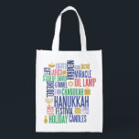 Sacola Ecológica Hanukkah Palavras Feriado Reutilizável Tote Bag<br><div class="desc">Você pode encontrar itens de coordenação adicionais na nossa coleção "Feriado de Palavras de Chanucá".</div>