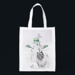Sacola Ecológica Keeshond Christmas Snowman Pinting Art<br><div class="desc">Retrato original de Cachorro Snowman de Natal Keeshond. Especializamo-nos em arte original engraçada e engraçada. Comprar isto para si próprio ou como um presente excelente para os teus amigos de Keeshond. Seja criativo - clique em PERSONALIZAR para adicionar/remover/alterar texto, redimensionar a imagem, alterar as cores ou qualquer outra coisa que...</div>