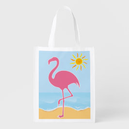 Sacola Ecológica Praia tropical do flamingo