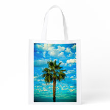 Saco reusável com imagem do céu azul das palmeiras