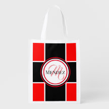 Saco Reutilizável, Vermelho E Preto, Monograma