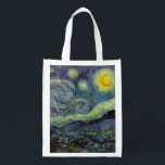 Sacola Ecológica Starry Night por van Gogh<br><div class="desc">Van Gogh era obcecado pelo simbolismo de objetos luminosos e de cor. A lâmpada era um símbolo de calma e segurança. A estrela simbolizou a fé,  e a luz gasosa,  as realidades humanas. Azul ultramarino profundo era infinito.</div>