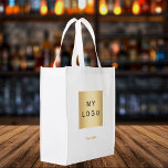 Sacola Ecológica Texto do logotipo corporativo<br><div class="desc">Um fundo transparente. Texto do ouro. Personalize e adicione o logotipo e o texto da sua empresa,  da sua empresa. Você pode adicionar sua cor de marca.</div>