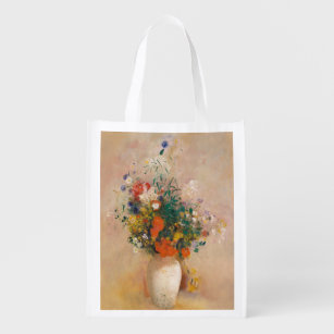 Sacola Ecológica Vintage Floral Painting: Vase of Flowers by Redon
