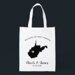 Sacola Ecológica West Virginia Wedding Bag Black, Dourado Bolsa<br><div class="desc">Preencha este saco de boas-vindas com guloseimas favoritas para os seus convidados apreciarem quando chegarem à Virgínia Ocidental!</div>