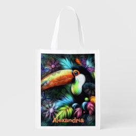 Sacola Ecológica Whimsical Abstract Toucan Bird Personalized