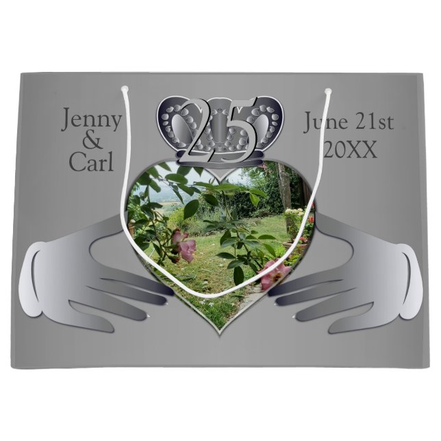 Sacola Para Presentes Grande 10º,11,20,25,Aniversário de Foto    CladdaughLa (Frente)