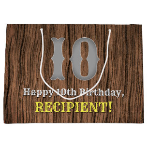 Sacola Para Presentes Grande 10º aniversário: Country Western Inspirou Olhar, N