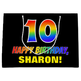 Sacola Para Presentes Grande 10º aniversário: Negrito, Divertido, Simples, Arco