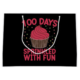 Sacola Para Presentes Grande 100 Dias Salpicados Com Diversão Cupcake Garota da