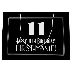 Sacola Para Presentes Grande 11 Aniversário: Art Deco Estilo Inspirado "11", No