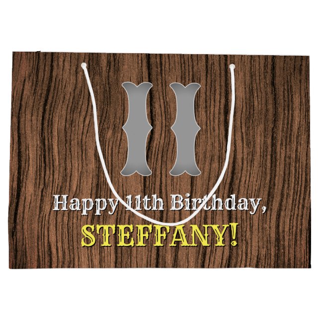 Sacola Para Presentes Grande 11 Birthday: País Inpirado Olhar, Nome (Verso)