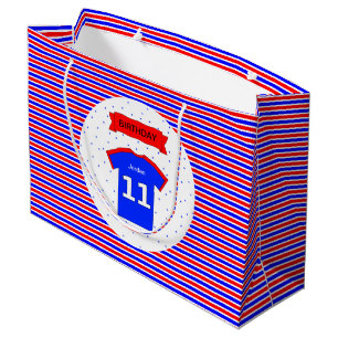 Sacola Para Presentes Grande 11 de aniversário personalizado azul vermelho