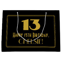 Sacola Para Presentes Grande 13 Aniversário — Art Deco Inspirou Olhar "13" & No