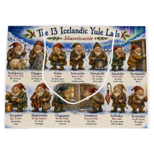 Sacola Para Presentes Grande 13 Duendes de Natal islandeses Natal reykjavik