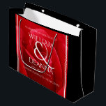 Sacola Para Presentes Grande 15 26º aniversário de casamento do Rosa Elegante<br><div class="desc">Celebre o 15, 26º ou 36º aniversário de casamento em estilo com esta bolsa comemorativa de presente! As inscrições elegantes em serifa branca sobre um fundo de rosa vermelha romântico editadas por bares brancos e pretos acrescentam um toque memorável para esta ocasião especial e marco (extraordinário). Personalize com os nomes...</div>