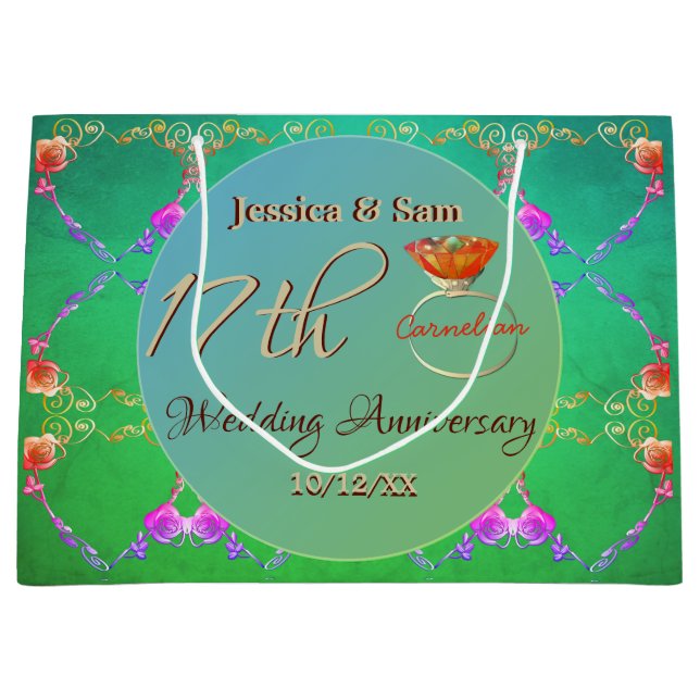 Sacola Para Presentes Grande 17º aniversário de casamento da Carnelian Gift Bag (Frente)