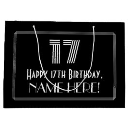 Sacola Para Presentes Grande 17.o aniversário — Art Deco Inspirou Olhar "17" & 