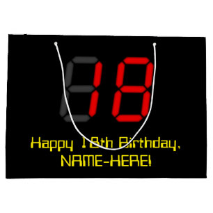 Sacola Para Presentes Grande 18o Aniversário: Estilo vermelho "18" do pulso de