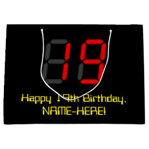 Sacola Para Presentes Grande 19o Aniversário: Estilo vermelho "19" do pulso de