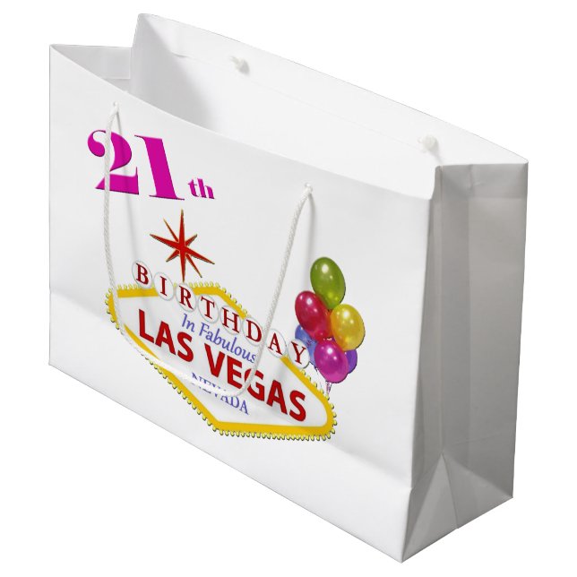 Sacola Para Presentes Grande 21.º aniversário em Las Vegas Gift Bag (Frente inclinada)
