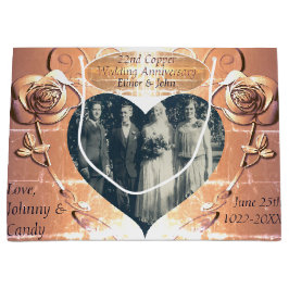 Sacola Para Presentes Grande 22º aniversário de casamento/7 Copper +PhotoGift B
