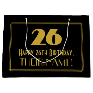 Sacola Para Presentes Grande 26.o aniversário — Art Deco inspirou "26" e nom