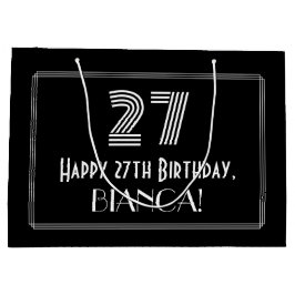 Sacola Para Presentes Grande 27.o aniversário — Art Deco Inspirou Olhar "27" & 