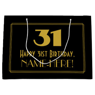 Sacola Para Presentes Grande 31.o aniversário — Art Deco Inspirou o Olho "31" &