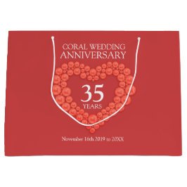 Sacola Para Presentes Grande 35º aniversário do casamento do coral coração foto