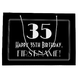 Sacola Para Presentes Grande 35.º aniversário: Art Deco Inspira Estilo "35", No