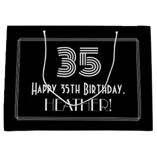 Sacola Para Presentes Grande 35.o aniversário — Art Deco Inspirou "35" & Nome
