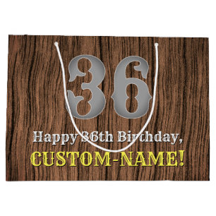 Sacola Para Presentes Grande 36.º aniversário: Country Western Inspirou Olhar,