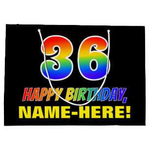 Sacola Para Presentes Grande 36.o aniversário: Negrito, Divertido, Simples, Ar