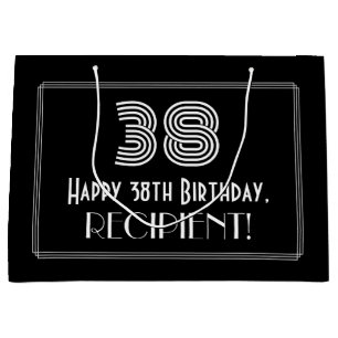 Sacola Para Presentes Grande 38.o aniversário — Art Deco Inspirou "38" & Nome