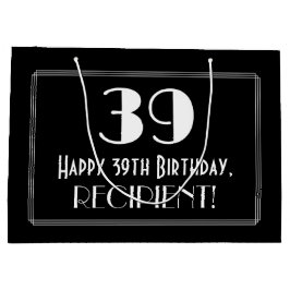 Sacola Para Presentes Grande 39.º Aniversário: Art Deco Inspira Estilo "39", No