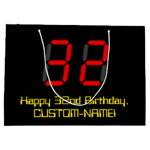 Sacola Para Presentes Grande 3ò Aniversário: Estilo vermelho "32" do pulso de