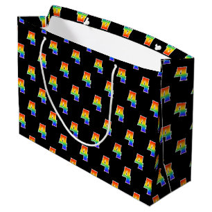 Sacola Para Presentes Grande 4º aniversário: Diversão do evento Rainbow Número 