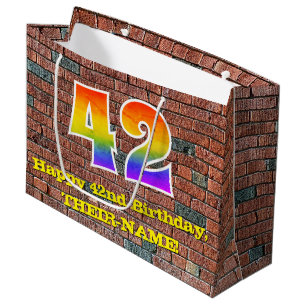 Sacola Para Presentes Grande 42º Aniversário: Arco-Íris inspirado no Grafite
