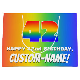 Sacola Para Presentes Grande 42º aniversário: Padrão Divertido e Colorido do Ar