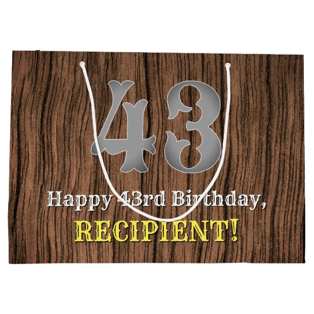 Sacola Para Presentes Grande 43º Aniversário: Country Western Inspirou Olhar, N (Verso)