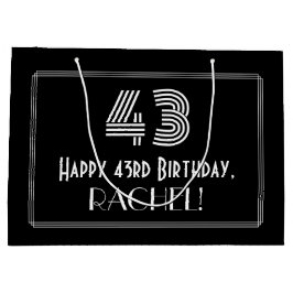 Sacola Para Presentes Grande 43.o aniversário — Art Deco Inspirou "43" & Nome